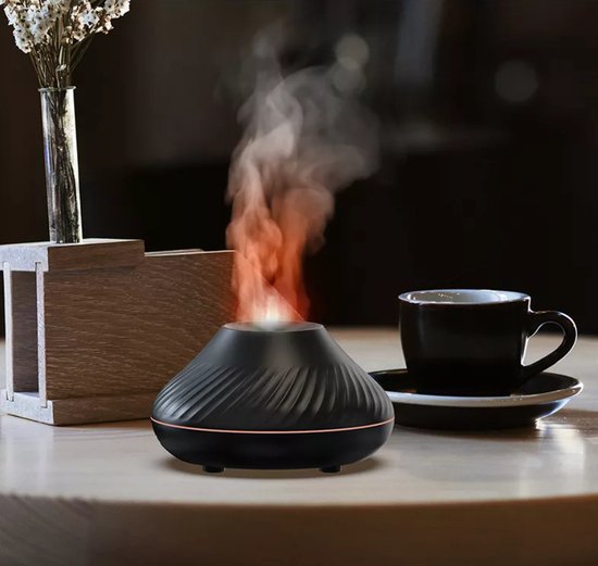 Aroma diffuser vlam wolk zwart 7 kleuren geurverspreider 130ml