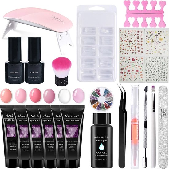 Currero Polygel Kit – Starterkit – Polygel Nagels – Polygel Set – Acryl Nagels Starterspakket – Met Lamp
