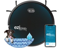 Eziclean Aqua-Connect x550 – Robotstofzuiger Met Dweilfunctie – Met Laadstation – Dweilrobot – Spraakbesturing - Speciaal voor Huisdieren – HEPA 13 Filter - 120m² - Ultra stil 55dB