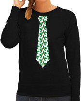 Bellatio Decorations stropdas Kersttrui/Kerst sweater mistletoe - zwart - dames XXL