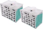 Kleine lunch / sixpack koeltas - 2 st - katten print - 16 x 21 cm - 4,7 liter
