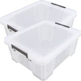 Whitefurze Opbergbox - 2x stuks - 24 liter - Transparant - 48 x 38 x 19 cm