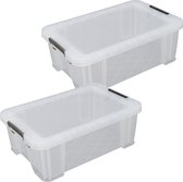 Boîte de Opbergbox Whitefurze - 2x pièces - 15L - plastique transparent - 47 x 30 x 17 cm