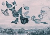Fotobehangkoning - Behang - Vliesbehang - Fotobehang Feeën en Vlinders - 200 x 140 cm