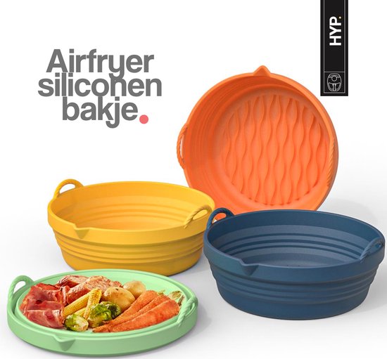 HYP. Inklapbaar Airfryer Siliconen Bakje - Compact & Duurzaam - Accessoires - bakje - 20 cm - Bakpapier Alternatief - Bakvorm - Herbruikbaar - LightGreen