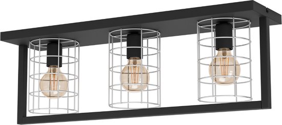 EGLO Jubily Plafondlamp - 77 cm - E27 - Staal - Industrieel - Zwart