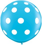 Ballon 90cm bleu clair à pois blancs / 1 pc / Import ballons promo