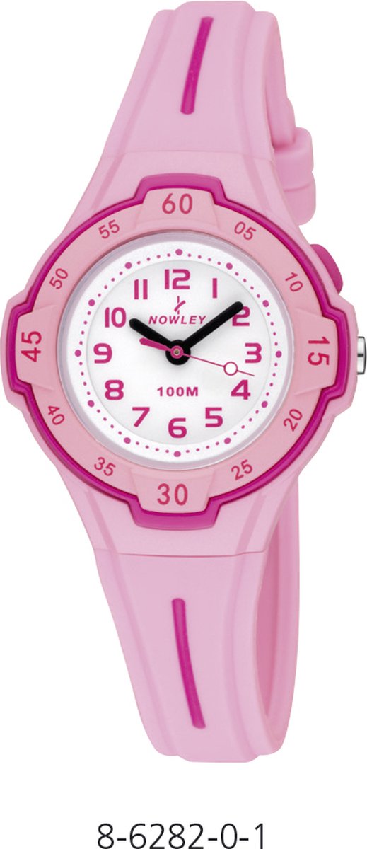 Nowley 8-6282-0-1 analoog horloge 30 mm 100 meter roze