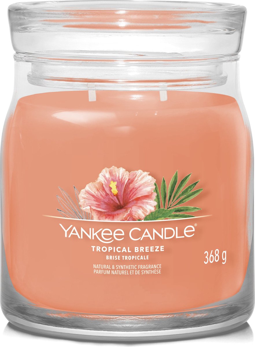 Yankee Candle Tropical Breeze Medium Geurkaars - 50 branduren - 2 lonten Oranje
