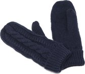 Donkerblauwe gebreide wanten - voor dames - maat S/M - donkerblauwe handschoenen - acryl - one size - STUDIO Ivana