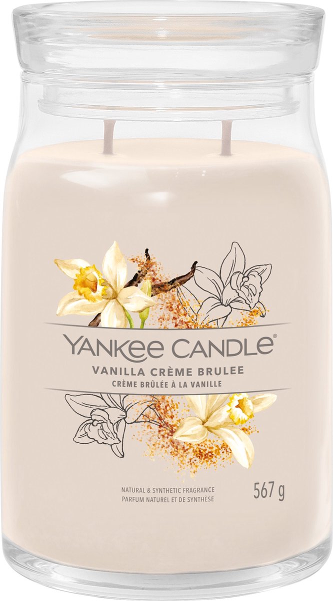 Yankee Candle - Vanilla Crème Brûlée Large Jar Geurkaars - 90 branduren - twee lonten