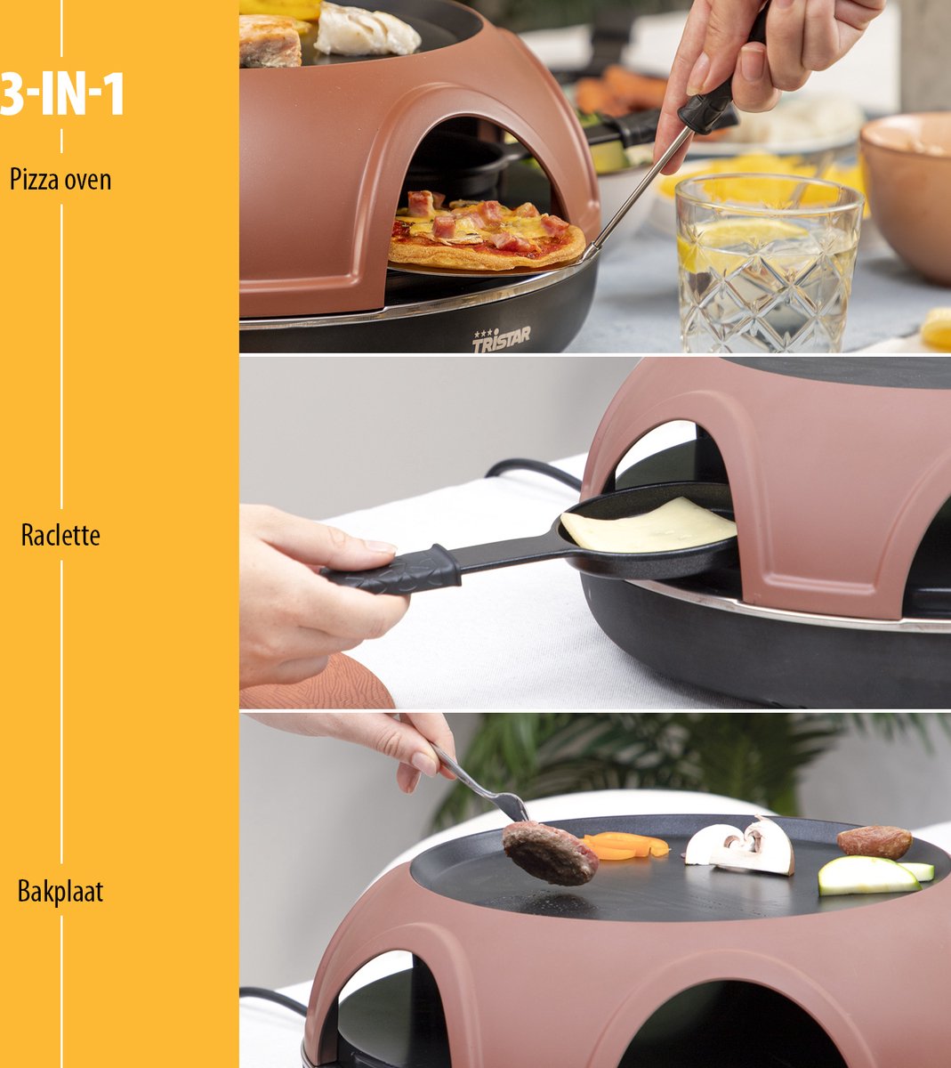 Tristar PZ-9160 - Pizzaovens - 1800W - Ø25cm - Voor 6 personen - 3 Functies in 1 – foto 3