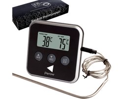 Perow - BBQ Thermometer en Wekker – Zwart – Suikerthermometer – Voedselthermometer