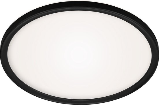 BRILONER Leuchten - LED badkamer plafondlamp met achtergrondverlichting, IP44 LED badkamerlamp, ultraplat, neutraal wit licht, zwart, 420x35 mm (DxH), 3643-416