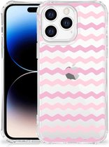 Telefoonhoesje  Apple iPhone 14 Pro Max Foto hoesje met transparante rand Waves Roze