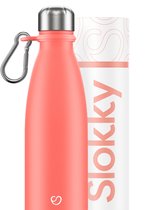 Slokky - Pastel Coral Thermosfles & Karabijnhaak - 500ml