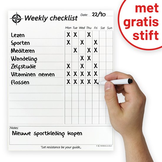 Whiteboard Sticker Magnetische Wekelijkse Planner