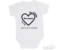 100% katoenen Romper "Zo klein Zo mooi Zo lief Zo van ons!" Unisex Katoen Wit/zwart Maat 56/62