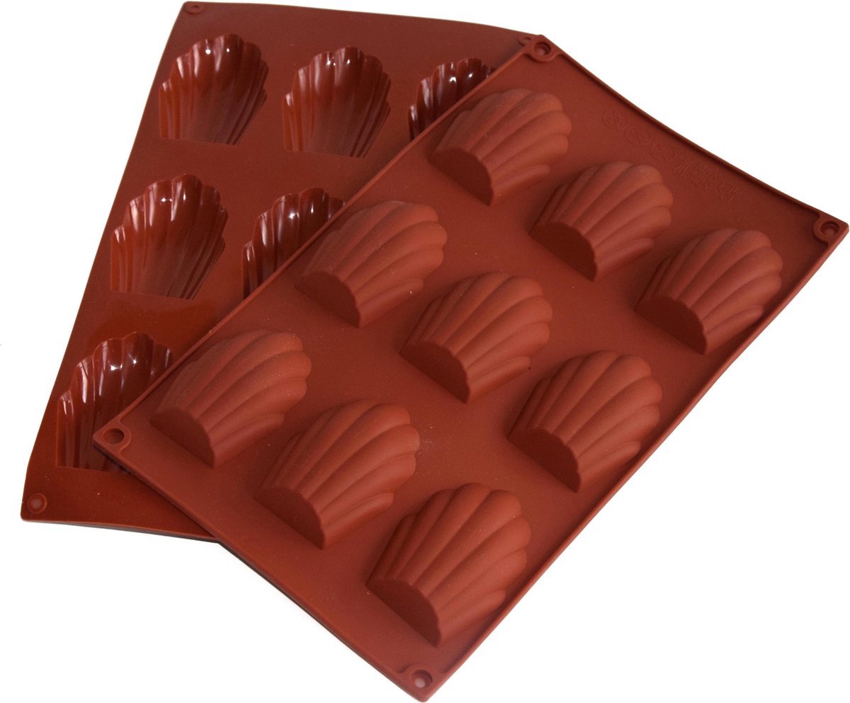 Knaak Madeleine Bakvorm - Siliconen Roodbruin - Voor 9 Madeleine Cakejes - Flexibele Bakplaat – foto 5