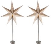 Set de 2 x lanternes étoiles de Noël illuminées sur un 60 cm standard sur piles - Étoiles de Étoiles de Noël avec lumière
