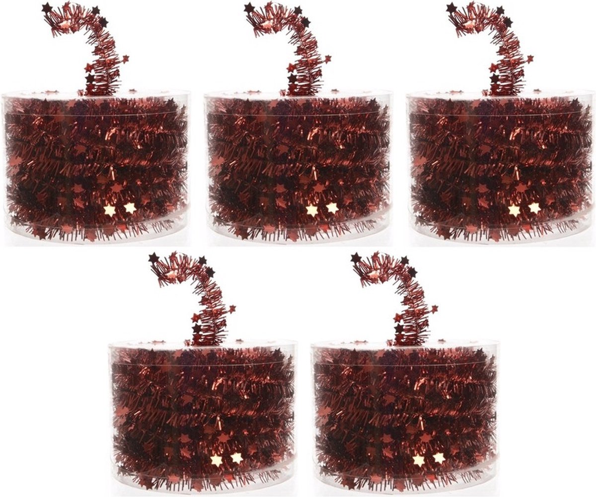 Rode kerstslinger met folieslinger - 700 cm lang - Decoris Kerstversiering en decoratie.