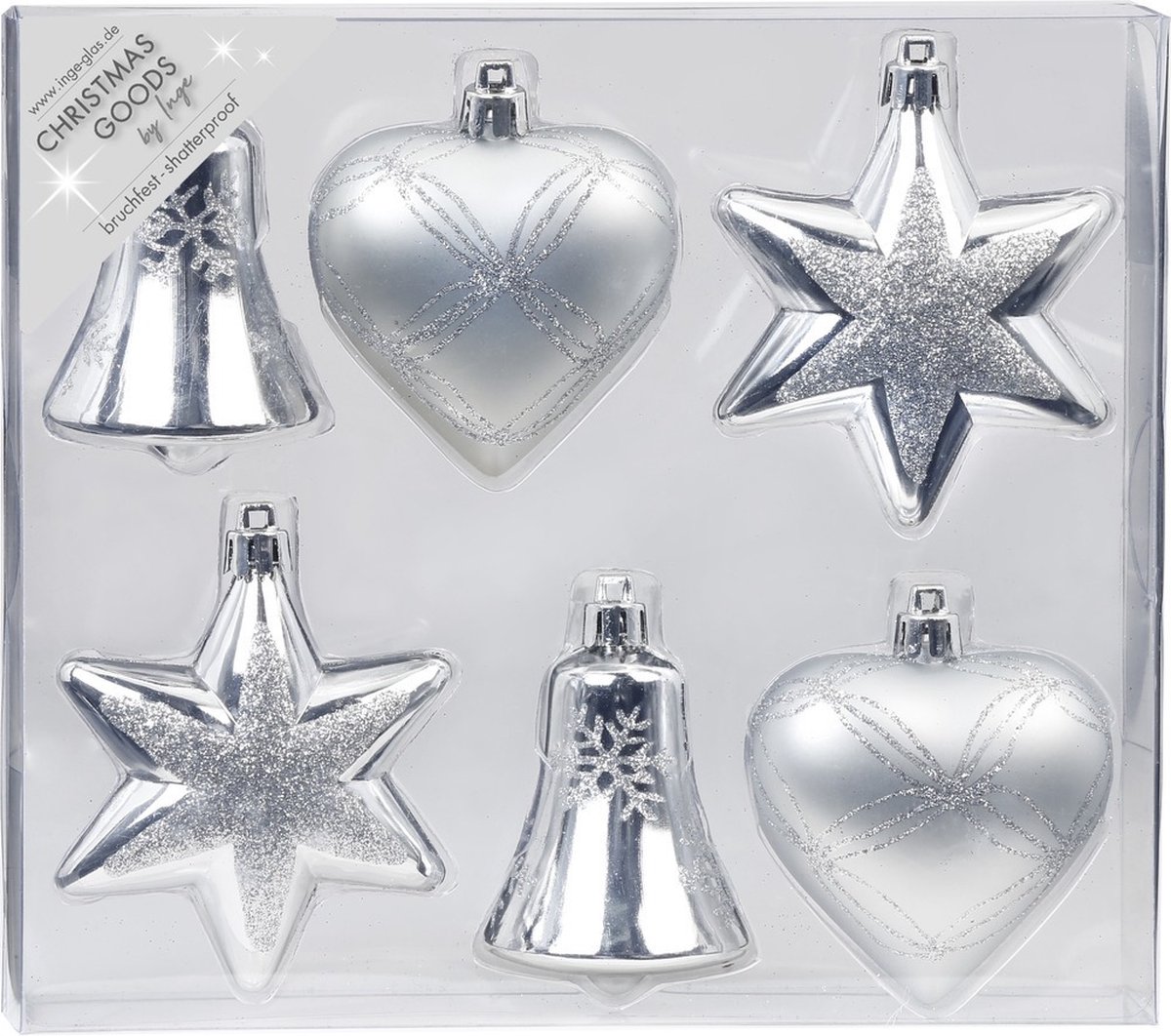 Christmas goods Kersthangers - 6x - figuurtjes - zilver - 9 cm - kerstversiering
