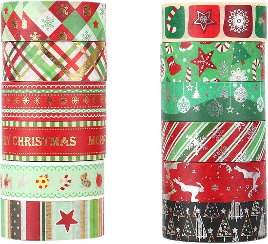 12 Stuks Kerst Washi Tape Set Rollen Zelfklevende Decoratie Folie