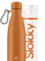 Slokky - Matte Orange Thermosfles, Dop & Karabijnhaak - 500ml