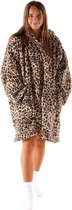 Noony Leopard oversized hoodie deken - Plaids met mouwen - Fleece deken met mouwen - Ultrazachte binnenkant - Hoodie blanket - Snuggie - One size fits all