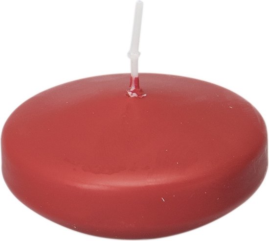 Enlightening Candles Drijfkaarsen - 16x stuks - rood - ca 8 branduren - geurloos - Dia 8 cm - groot formaat