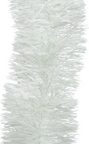 1x Kerstslingers winter wit 10 cm breed x 270 cm - Guirlande folie lametta - Winter witte kerstboom versieringen