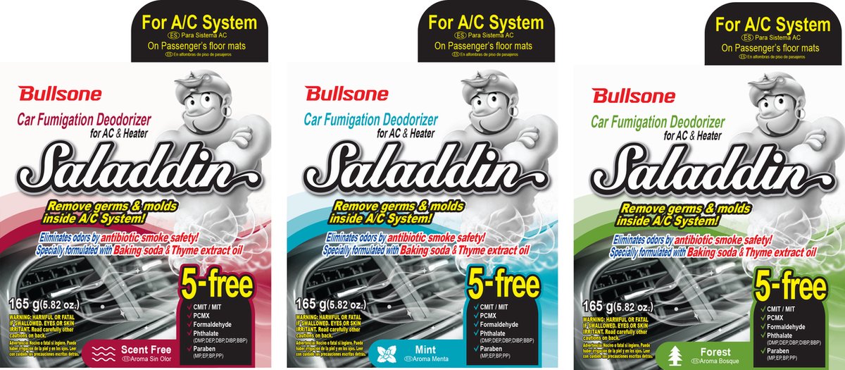 Bullsone Fumigation Deodorizer For Car Air Conditioning System 165 g Saladdin x2ea