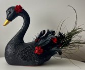 Seta Fiori - Zwarte zwaan - rode roosjes - 26cm -