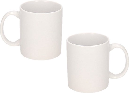 2x tasse blanche non imprimée 300 ml - tasses à café vierges