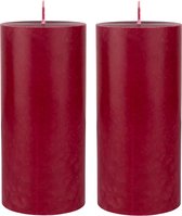 3x stuks rood bordeaux cilinderkaarsen/stompkaarsen 15 x 7 cm 50 branduren - geurloze kaarsen