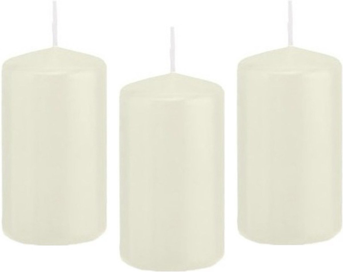 Trend Candles Cilinderkaars/stompkaars - 8x - ivoorwit - 5 x 10 cm - 23 branduren - met brandvertragende folie