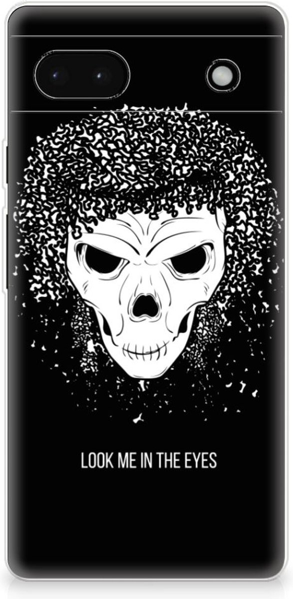 Silicone Back Case Google Pixel 6A Skull Hair
