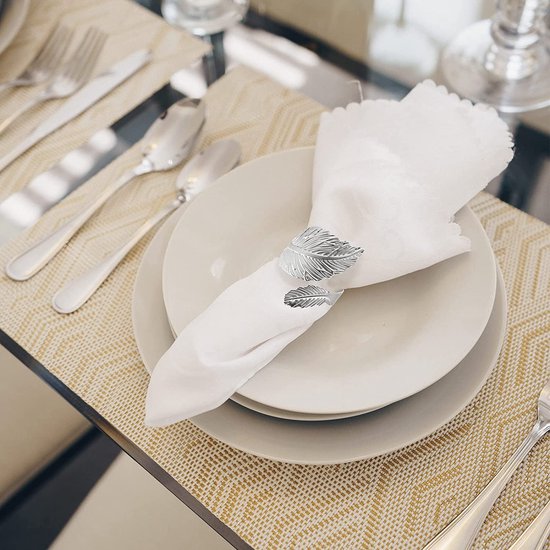 Lot De 12 Ronds De Serviette Métal Dorés - Anneaux Feuilles Élégants Pour Table Noël Mariage Dîner Lot De 12 Ronds De Serviette Métal Dorés - Anneaux Feuilles Élégants Pour Table Noël Mariage Dîner