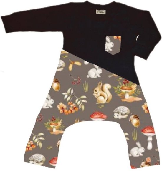 Spreid/ Pavlik/ Gips onesie zwart met herfst