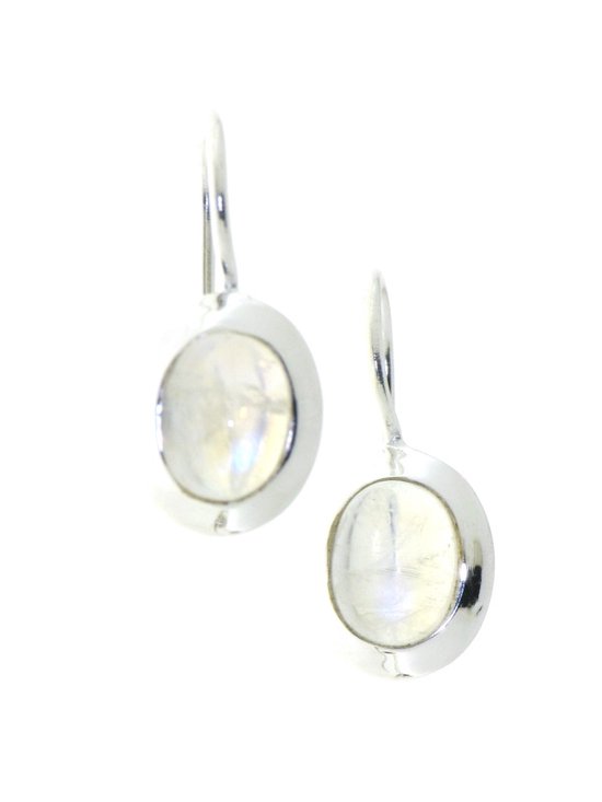 SilverGems Zilveren oorhangers met Regenboog Maansteen edelstenen