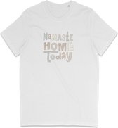 T Shirt Dames - Yoga Namaste - Korte Mouw - Wit - Maat XXL