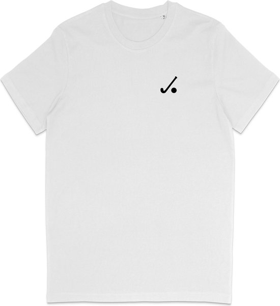 T Shirt Heren - Hockey Logo Print - Korte Mouw - Wit - Maat XL