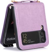 Roze leren hoesje geschikt voor Samsung Galaxy Flip 4 hoesje / Galaxy Flip 4 case - Wallet case / Bookcase - Portemonnee hoesje roze geschikt voor Galaxy Flip 4 hoesje Cover roze