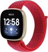 By Qubix geschikt voor Fitbit Versa 3 & Sense 1 - Sport loop nylon bandje - Rood Smartwatchbandje bandje Armband Polsband Strap Band Watchband