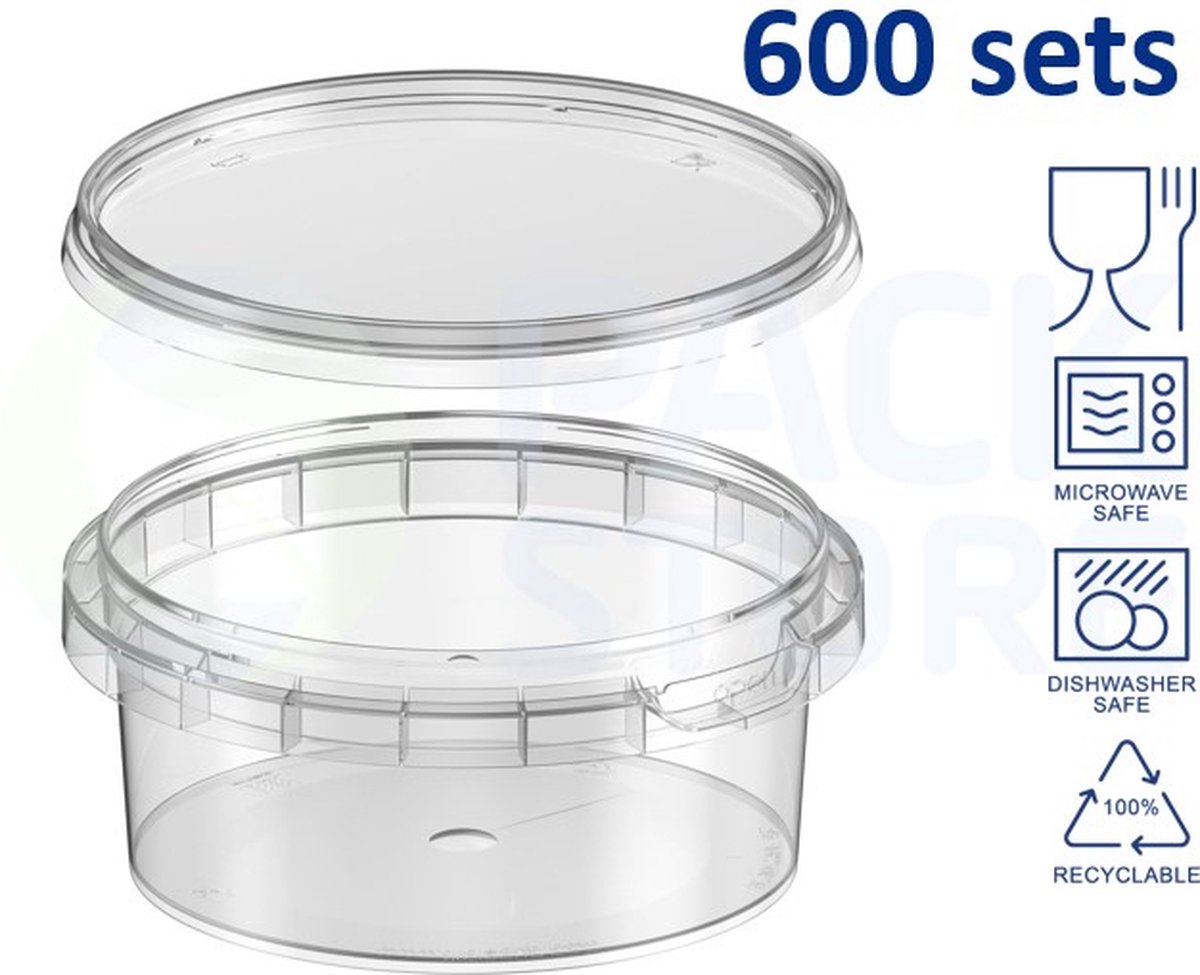 600 x plastic bakjes met deksel - 180 ml - ø95 mm - vershoudbakjes - meal prep bakjes met deksel - transparant - geschikt voor diepvries, magnetron en vaatwasser - direct van een Nederlandse producent