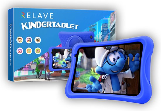 Relave Kindertablet - 100% Kidsproof en Veilig Internetten - Instelbare Schermtijd - 8 Inch - Android 10 - Blauw