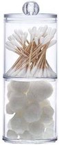 Sans Citron - Porte-cotons et cotons-tiges - Double support de rangement transparent - Boîte de rangement - Organisateur de maquillage - Sans ouverture latérale - Avec couvercle - Empilable
