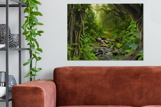 Toile - Peinture jungle - Forêt - Water - Jungle - Décoration murale - Photo sur toile - 80x60 cm