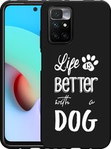 Xiaomi Redmi 10 2022 Hoesje Zwart Life Is Better With a Dog - wit - Designed by Cazy