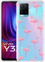Vivo Y33s Hoesje Flamingo - Designed by Cazy